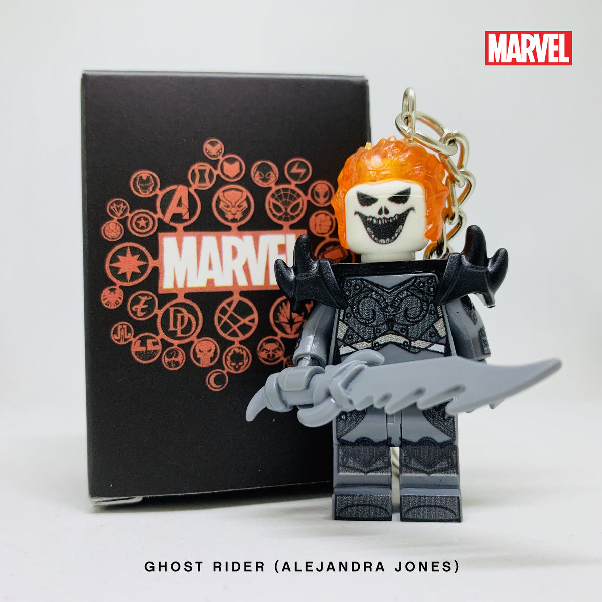 Ghost Rider Alejandra Jones Custom Minifigure Keychain Brick