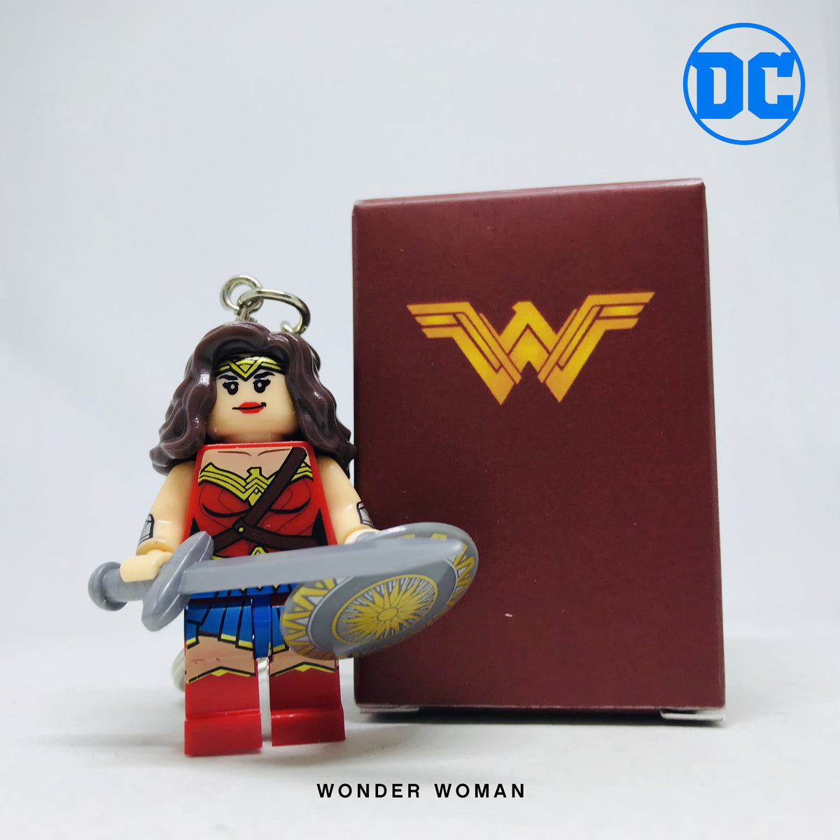 Black Leather Wonder Woman Classic Logo Keychain