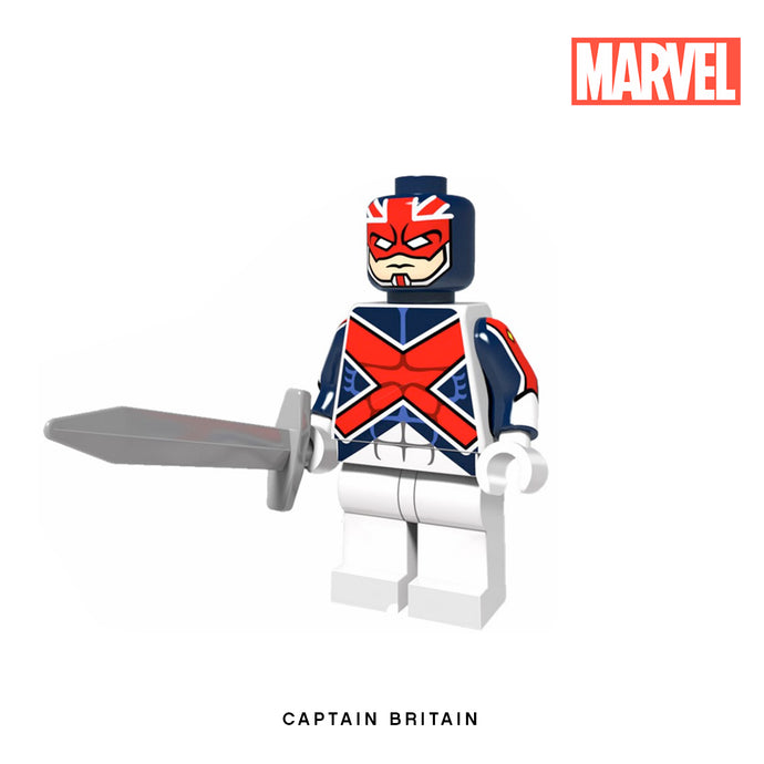 Captain Britain Custom Minifigure Keychain