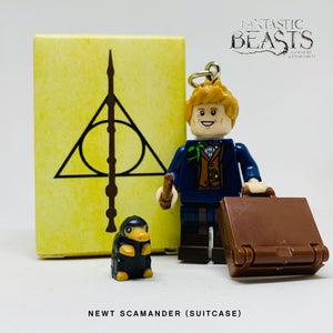 Newt Scamander (w/ Suitcase and Niffler) Custom Minifigure Keychain